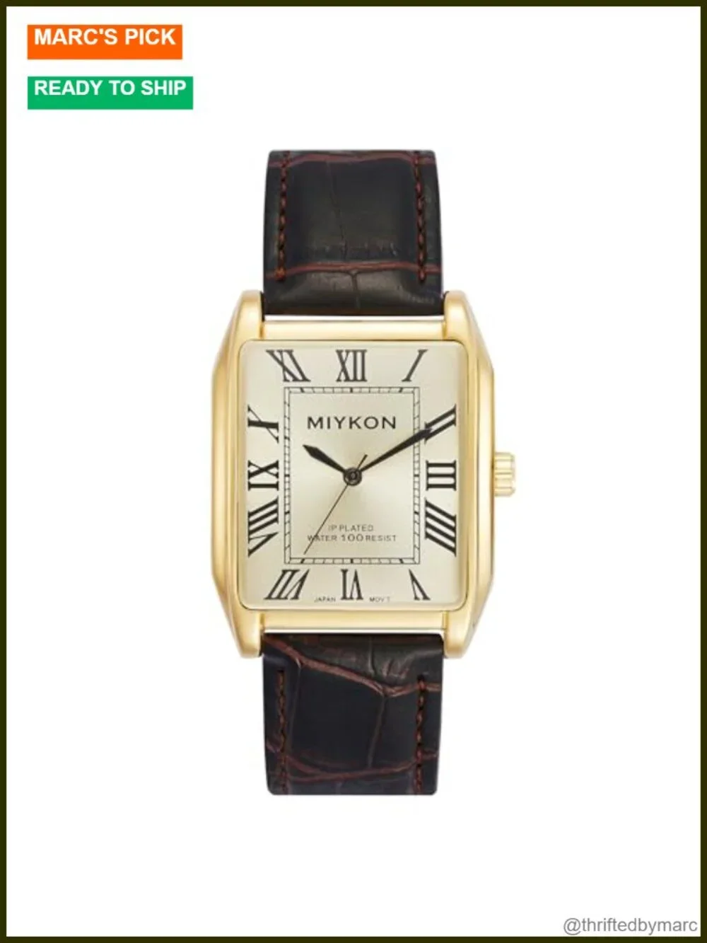 Vintage Square Tank Analog Watch Genuine Leather Strap Japanese Quartz